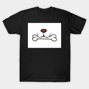 Dog Mouth With Bone Face Mask (White) T-Shirt